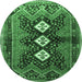 Round Persian Emerald Green Traditional Rug, tr698emgrn