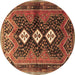 Round Persian Brown Traditional Rug, tr698brn