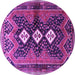 Round Machine Washable Persian Purple Traditional Area Rugs, wshtr698pur