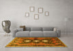 Machine Washable Persian Yellow Traditional Rug in a Living Room, wshtr698yw