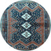 Round Machine Washable Persian Light Blue Traditional Rug, wshtr698lblu