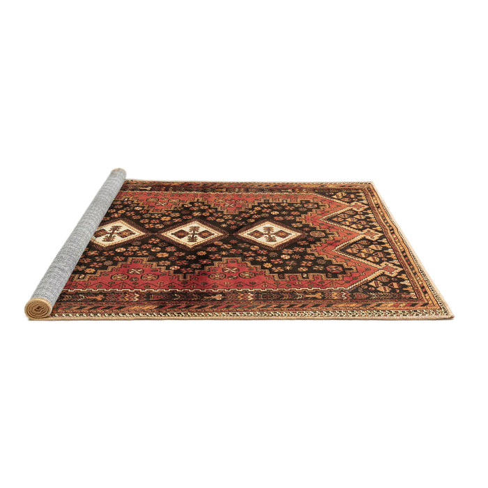 Sideview of Machine Washable Persian Brown Traditional Rug, wshtr698brn