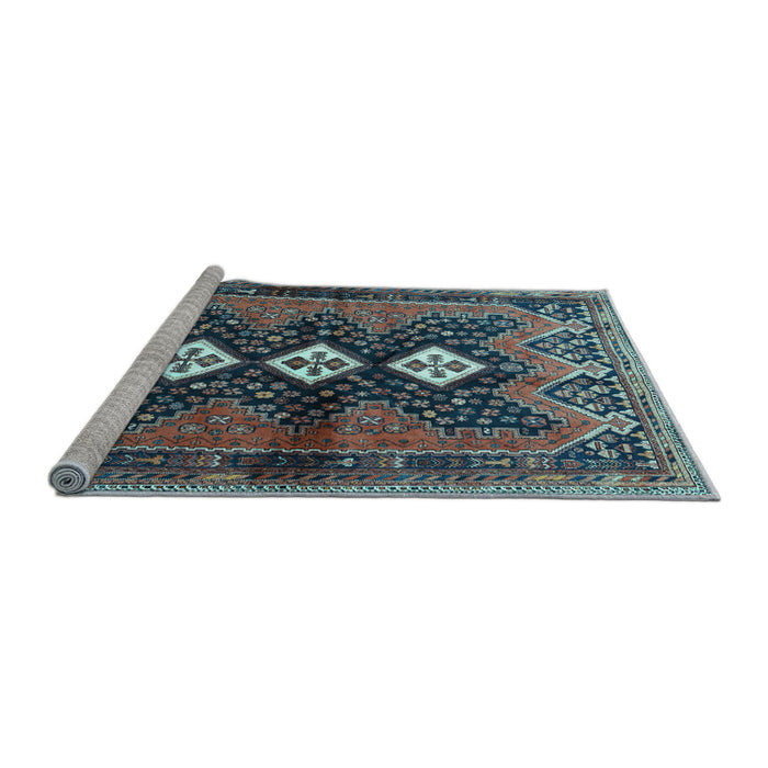 Sideview of Machine Washable Persian Light Blue Traditional Rug, wshtr698lblu