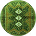 Square Persian Green Traditional Rug, tr698grn