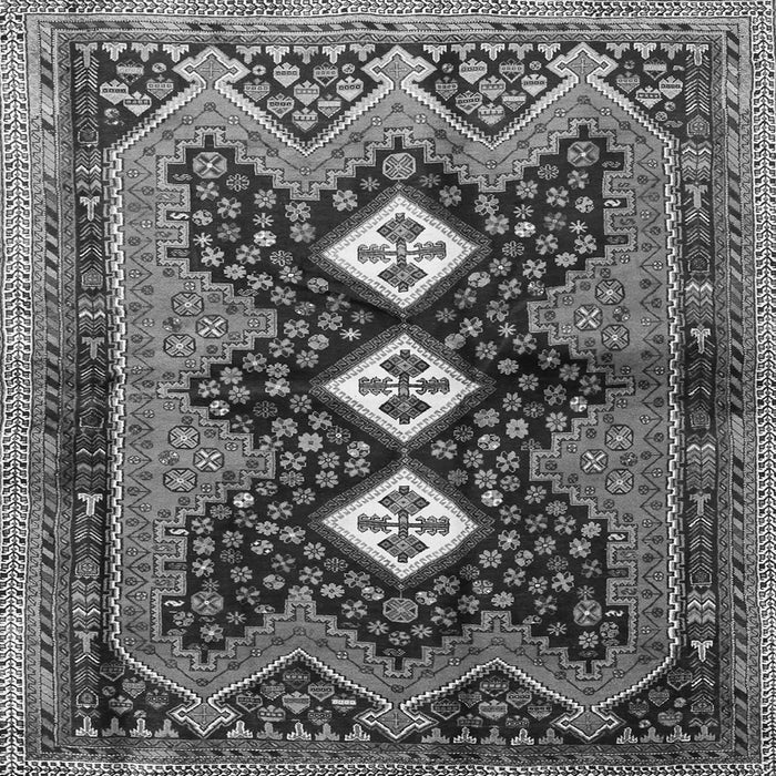 Round Machine Washable Persian Gray Traditional Rug, wshtr698gry