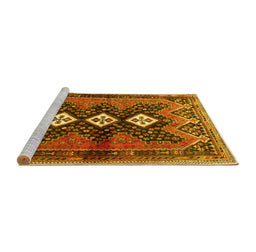 Sideview of Machine Washable Persian Yellow Traditional Rug, wshtr698yw