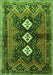 Serging Thickness of Machine Washable Persian Green Traditional Area Rugs, wshtr698grn