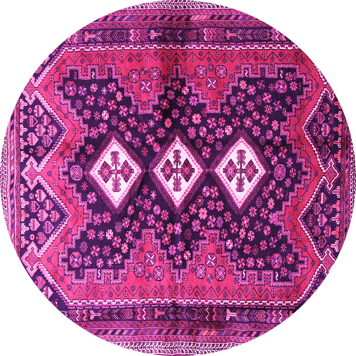 Round Machine Washable Persian Pink Traditional Rug, wshtr698pnk