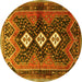 Round Persian Yellow Traditional Rug, tr698yw