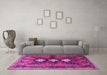 Machine Washable Persian Pink Traditional Rug in a Living Room, wshtr698pnk