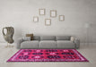 Machine Washable Persian Pink Traditional Rug in a Living Room, wshtr699pnk