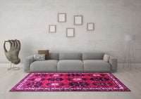 Machine Washable Persian Pink Traditional Rug, wshtr699pnk