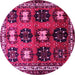 Round Persian Pink Traditional Rug, tr699pnk