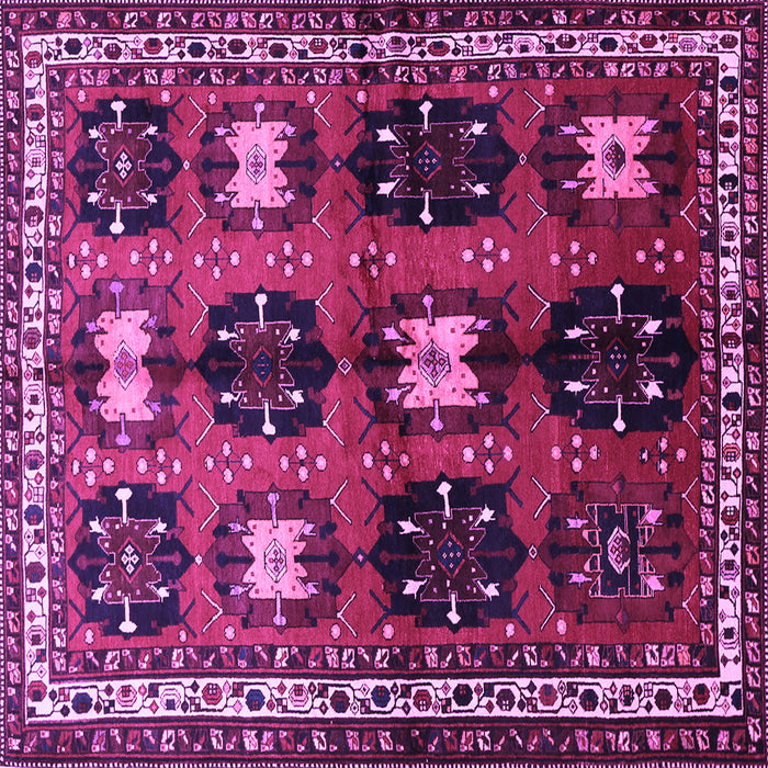 Square Machine Washable Persian Purple Traditional Area Rugs, wshtr699pur
