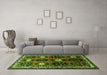 Machine Washable Persian Green Traditional Area Rugs in a Living Room,, wshtr699grn