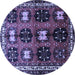 Round Machine Washable Persian Blue Traditional Rug, wshtr699blu