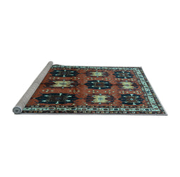 Sideview of Machine Washable Persian Light Blue Traditional Rug, wshtr699lblu