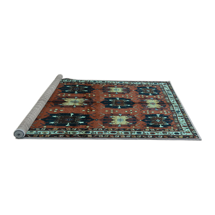 Sideview of Machine Washable Persian Light Blue Traditional Rug, wshtr699lblu