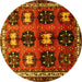 Round Machine Washable Persian Yellow Traditional Rug, wshtr699yw