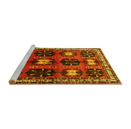 Sideview of Machine Washable Persian Yellow Traditional Rug, wshtr699yw