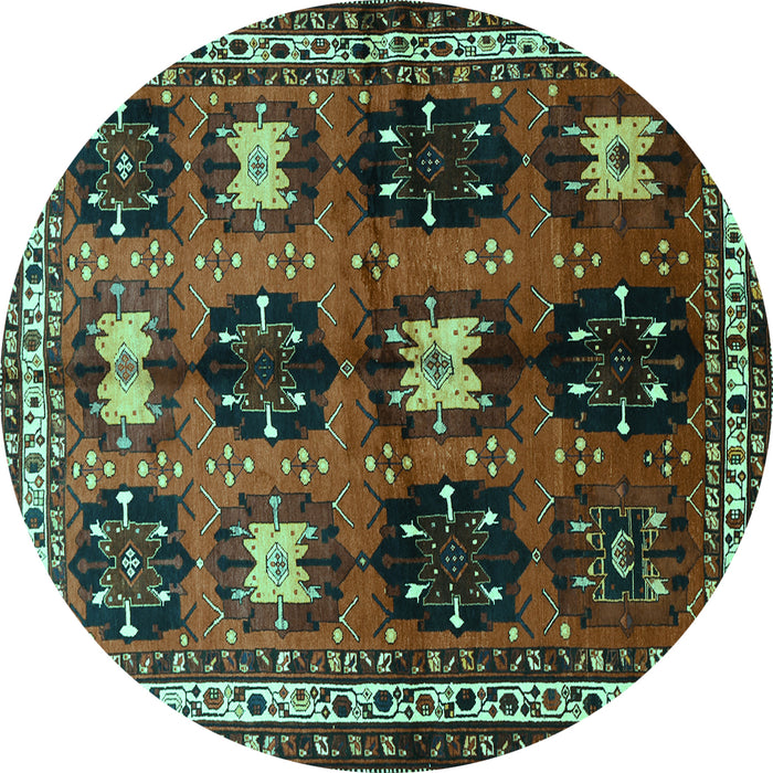 Round Persian Turquoise Traditional Rug, tr699turq