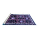 Sideview of Machine Washable Persian Blue Traditional Rug, wshtr699blu