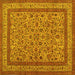 Square Machine Washable Persian Yellow Traditional Rug, wshtr69yw