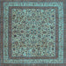 Square Machine Washable Persian Light Blue Traditional Rug, wshtr69lblu