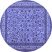 Round Machine Washable Persian Blue Traditional Rug, wshtr69blu