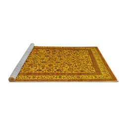 Sideview of Machine Washable Persian Yellow Traditional Rug, wshtr69yw
