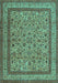 Machine Washable Persian Turquoise Traditional Area Rugs, wshtr69turq