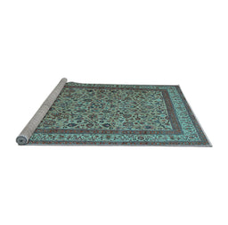Sideview of Machine Washable Persian Light Blue Traditional Rug, wshtr69lblu