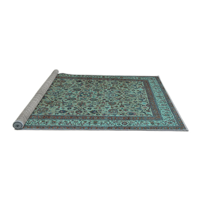 Sideview of Machine Washable Persian Light Blue Traditional Rug, wshtr69lblu