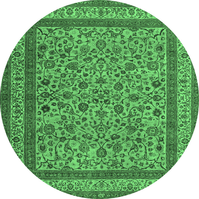 Round Persian Emerald Green Traditional Rug, tr69emgrn