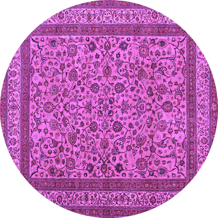 Round Machine Washable Persian Purple Traditional Area Rugs, wshtr69pur