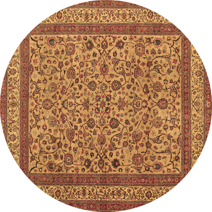 Round Machine Washable Persian Brown Traditional Rug, wshtr69brn
