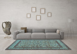 Machine Washable Persian Light Blue Traditional Rug in a Living Room, wshtr69lblu