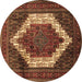 Round Machine Washable Persian Brown Traditional Rug, wshtr6brn