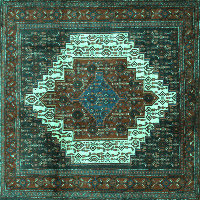 Square Machine Washable Persian Turquoise Traditional Area Rugs, wshtr6turq