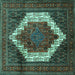 Square Machine Washable Persian Turquoise Traditional Area Rugs, wshtr6turq