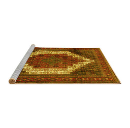 Sideview of Machine Washable Persian Yellow Traditional Rug, wshtr6yw