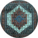 Round Persian Light Blue Traditional Rug, tr6lblu