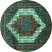 Round Machine Washable Persian Turquoise Traditional Area Rugs, wshtr6turq