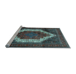 Sideview of Machine Washable Persian Light Blue Traditional Rug, wshtr6lblu