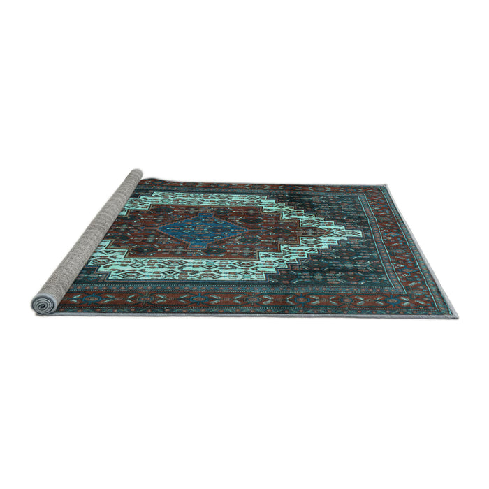 Sideview of Machine Washable Persian Light Blue Traditional Rug, wshtr6lblu
