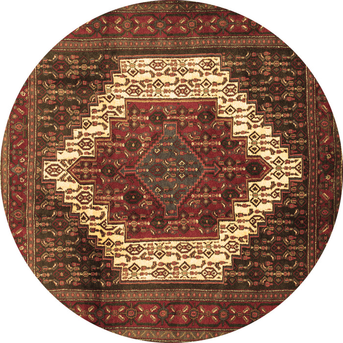 Round Persian Brown Traditional Rug, tr6brn
