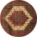 Round Persian Brown Traditional Rug, tr6brn
