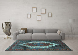 Machine Washable Persian Light Blue Traditional Rug in a Living Room, wshtr6lblu