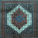 Square Machine Washable Persian Light Blue Traditional Rug, wshtr6lblu