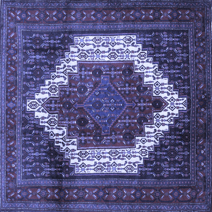 Square Machine Washable Persian Blue Traditional Rug, wshtr6blu
